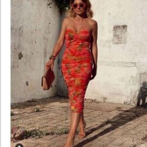 Zara Red Strapless Dress